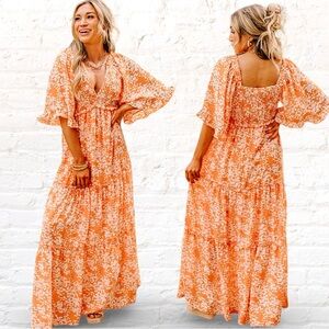 Floral Orange Maxi Dress